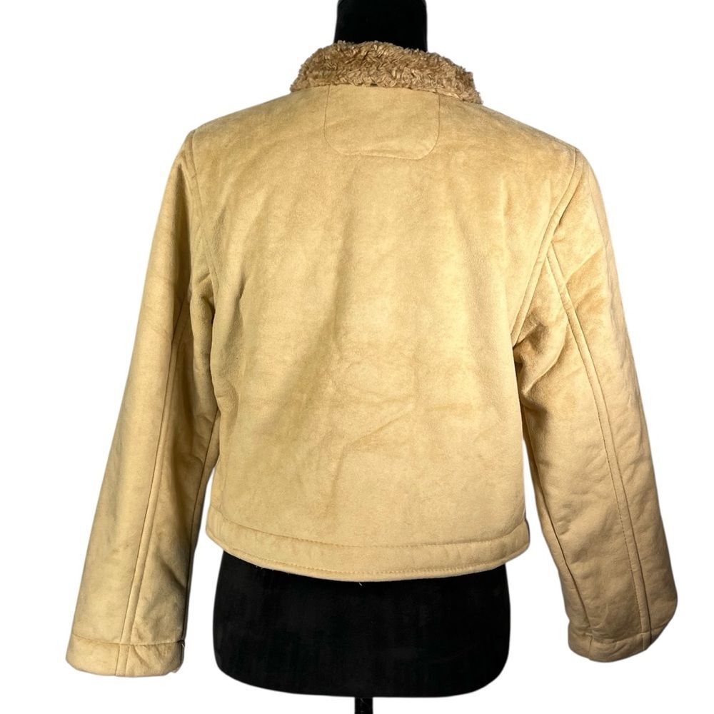 County Clothing Company Tan Western Jacket Faux Suede Shearling Sherpa Cropped - Picture 8 of 16